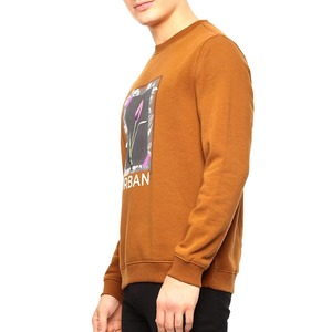 Custom Men Sweatshirt Tan <b>Brown</b> Urban Floral Graphic Print Crewneck Pullover Cotton Fleece Casual Streetwear Regular Fit OEM - Product Image 5