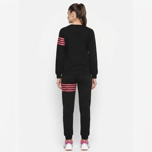Women’s Black & <b>Pink</b> Striped <b>Tracksuit</b> Set Women’s <b>Tracksuit</b>, Black Jogger Set, Striped Activewear, Crewneck Sweatshirt Set - Product Image 3