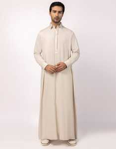 Handmade Cotton Thobe/Thawb <b>for</b> Men-Lightweight Ankle Length <b>Long</b> Sleeve Breathable Anti-Static Casual Wear <b>for</b> Spring Summer - Product Image 2