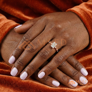 Rose Gold Radiant Cut Bubble Accent Solitaire – Unique <b>Pink</b> Gold Station Diamond Band - Product Image 5