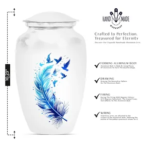 Urna Conmemorativa Decorativa con Diseño de Plumas para Cenizas Humanas, Urna de Cremación para Mujeres Adultas - Product Image 2