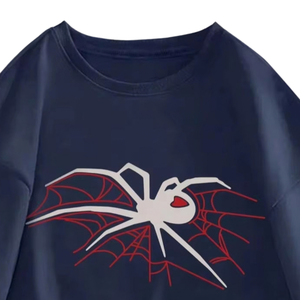 เสื้อยืดโอเวอร์ไซส์ลายแมงมุม คอกลม แขนสั้น ทรงแร็กแลน พิมพ์ลาย สตรีทแวร์ ลำลอง ระบายอากาศ แห้งเร็ว เสื้อเจอร์ซีย์ผู้ชาย - Product Image 5