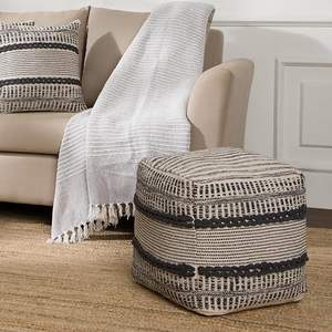 Housse de pouf/tabouret en macramé gris doux 2026 pour intérieur/extérieur, chaise décorative pour la maison, le bureau, le salon, la salle de jeux - Product Image 1
