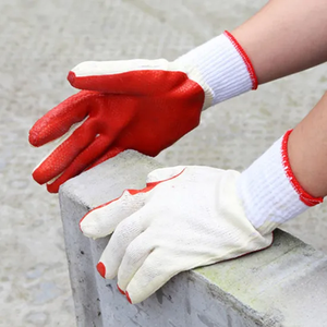 Gants de travail en latex rouge pas chers, revêtement en latex sur la paume, gants de sécurité en coton tricoté pour la construction - Product Image 4