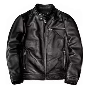 Veste bomber en cuir véritable noir jais pour homme, de haute qualité, sur mesure, avec fermeture éclair et col rabattu, élégante, 100% coton, écologique - Product Image 2