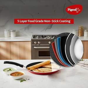 ชุดเครื่องครัวอะลูมิเนียมเคลือบกันติดแบบไม่ใช้แม่เหล็กไฟฟ้า ประกอบด้วยกระทะแบน ทาวา ฟรายแพน คัดาย พร้อมฝาแก้ว 8 ชิ้น (สีแดง) - Product Image 3