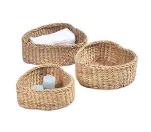 Ensemble de 3 paniers en jacinthe d'eau tressée en forme de cœur, paniers de rangement faits à la main, vente en gros, écologiques, fabriqués au Vietnam - Product Image 3