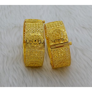 New Lock Designer Premium Gold Plated Brass Screw Bangles Indian Arab African Middle East Women Style <b>Wedding</b> & <b>Bridal</b> Bangles - Product Image 4