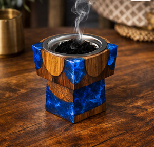 Brûleur de Bakhoor en bois de santal avec plateau en bois, porte-encens arabe 100% naturel et écologique pour la décoration de la maison et les cadeaux du Ramadan - Product Image 1