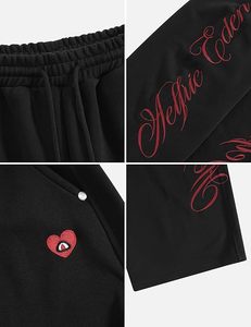 Conjunto de sudadera y pantalón oversize con bordado para mujer y hombre, conjunto de 2 piezas a juego, sudadera con capucha y cremallera, chándal informal. - Product Image 4