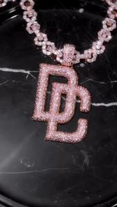 Collar con Colgante de Letra del Alfabeto en Plata de Ley con Diamante Sintético Cultivado en Laboratorio de Corte Brillante Redondo y Moissanita para Unisex, Marca RB Gems - Product Image 2