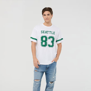 เสื้อยืดแขนสั้นสีขาวสำหรับผู้ชายพิมพ์ลายซีแอตเทิล 83 คอกลมทรงปกติผ้าฝ้ายเจอร์ซีย์เสื้อลำลอง - Product Image 1