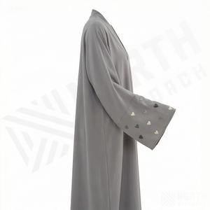 2025 OEM Kimono Abaya pour femmes musulmanes, en tissu polyester épais, doux et très extensible, col en V, manches longues, pour fêtes, Ramadan, mariages - Product Image 3