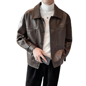 100% Material de cuero de manga larga ropa de calle profesional gran oferta Hombres Nuevo diseño chaqueta de cuero chaqueta con capucha de piel para hombres - Product Image 2