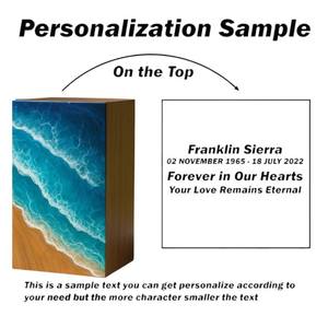 โกศบรรจุอัฐิรูปคลื่นทะเล ทำด้วยมือ ของที่ระลึกทางชายฝั่งสำหรับอัฐิมนุษย์ ขนาดกลาง 9x5.5 นิ้ว กล่องใส่โกศ - Product Image 6