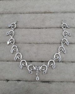 Floral Centerpiece With Hanging Pear Shape Drops American Diamond Jewelry <b>Set</b> And Earrings Ethnic Reception Party <b>Jewellery</b> <b>Sets</b> - Product Image 3