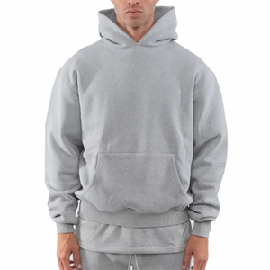 Sweat-shirt à capuche noir surdimensionné pour homme, manches régulières, en molleton de coton, décontracté, avec poches, idéal pour l'automne - Product Image 4
