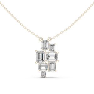 Pendentif en or blanc 14 carats avec émeraude et diamant de laboratoire pour femme |   Vêtements de mariée |   Nouveau diamant cultivé - Product Image 1