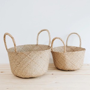 Panier de rangement tressé fait main avec poignées, écologique, vente en gros, fabriqué au Vietnam - Product Image 1