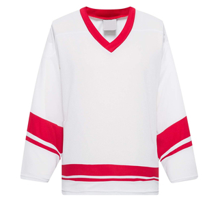 Maillot de hockey sur glace pour homme, 100% coton, coupe ajustée, col en V, manches courtes, respirant, chemise de sport - Product Image 1