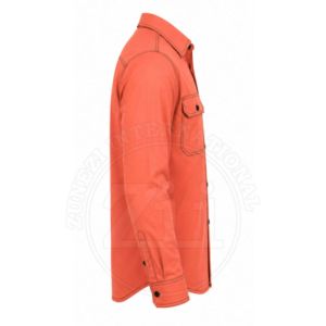 Chemise de travail orange à manches longues, coupe classique, vêtements de sécurité pour atelier, protection anti-chaleur, 100% coton, pour hommes, résistante aux flammes - Product Image 2