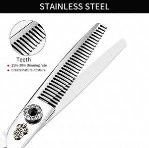 Ciseaux de coiffure pour barbier 6 pouces, ciseaux à effiler à bord rasoir en acier inoxydable 9CR13, manche long pour usage professionnel et domestique - Product Image 6