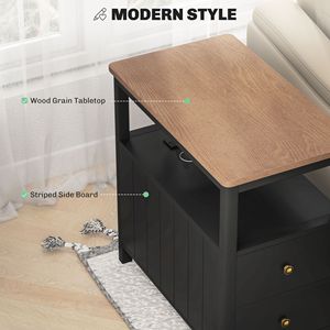 Tavolino Consolle Nero da Soggiorno con Stazione di Ricarica, Porte USB, Cassetti e Ripiano - Tavolino Laterale Stretto - Product Image 6