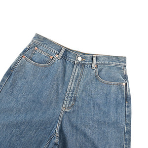 High Waist Denim Bermuda Shorts For <b>Women</b> Solid Color Cotton Casual Button <b>Fly</b> Washed Fabric With Pockets - Product Image 5