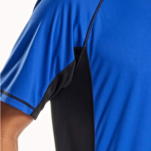 T-shirt de protection anti-UV à manches courtes pour homme, bleu, à séchage rapide, avec blocs de couleur, pour les activités de plein air - Product Image 3