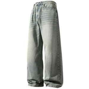 Jeans en denim pour hommes, coupe ample, style vintage, jambe large, streetwear, avec logo personnalisé, fournisseur en gros du Pakistan - Product Image 5