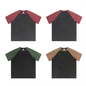 เสื้อยืดคอตตอน 100% หนานุ่ม ราคาถูก สไตล์วินเทจเรโทร ทูโทน แขนเสื้อแบบแร็กแลน ทรงโอเวอร์ไซส์ เสื้อผ้าสตรีทแวร์ผู้ชาย - Product Image 1