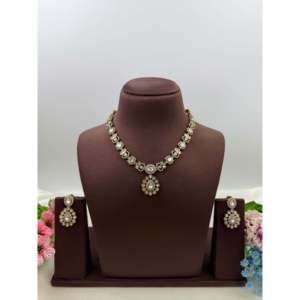 Indian Ethnic Priya Premium Victorian Gold Plated <b>Bridal</b> <b>Necklace</b> & <b>Earring</b> <b>Set</b> - Product Image 5