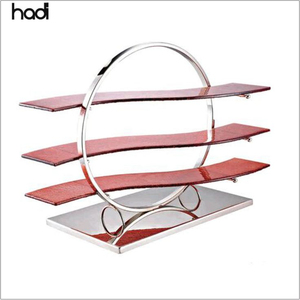 Hot Selling 3 Tier Stainless Steel <b>Cake</b> Stand With Red Acrylic Shelves Reusable Dessert Display For Home & Hotel <b>Decor</b> <b>Supplies</b> - Product Image 1