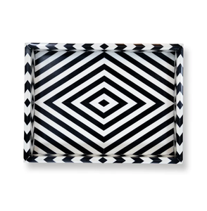 Plateau rectangulaire en résine fait main, durable et classique, avec incrustations, sensation de luxe pour tables basses de salon modernes, élégant pour le service à la salle à manger - Product Image 1