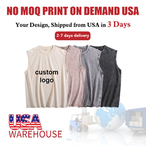 Custom Men's Acid Wash Sleeveless T Shirt Vintage Grey <b>Distressed</b> Tank <b>Top</b> Oversized Muscle Tee Urban Streetwear Brand Apparel - Product Image 6