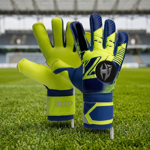 Gants de gardien de but haut de gamme, paume avant en latex allemand, dos en latex gaufré, coupe moyenne, protection des doigts personnalisée, service OEM - Product Image 2