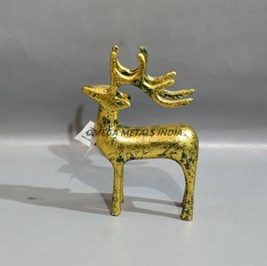 Últimos diseños, elegante estatua de Reno dorado con acabado texturizado, hermoso acento navideño para decoración festiva y del hogar - Product Image 6