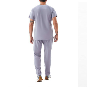 Conjunto de uniforme médico para hombre, color gris claro, cuello en V, pantalones, uniforme de enfermería a la moda, trajes médicos para hombre - Product Image 2