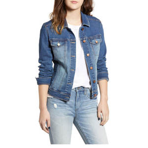 Women's <b>Cropped</b> Blue <b>Denim</b> <b>Jacket</b> Casual Button Up Vintage Streetwear Jean Coat Custom Fashion Outerwear - Product Image 1