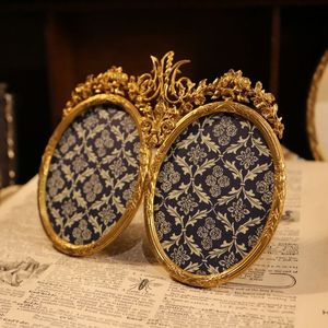 Luxury Classic <b>Gold</b> Oval Picture <b>Frame</b> Decorative Display <b>Frame</b> for Tabletop Wall Mount Stylish Home Hotel Restaurant Decor Use - Product Image 1
