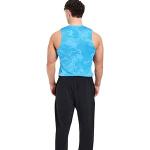 <b>Mens</b> Turquoise Blue Pattern Sleeveless Tank Top <b>Gym</b> Workout Shirt Athletic Fitness Training Sportswear Running Activewear <b>Vest</b> - Product Image 4