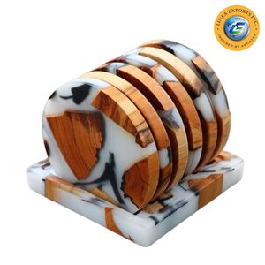 European High Quality Monstera Shaped Ceramic Wood Resin Coaster Classic Home Bar <b>Table</b> - Product Image 1