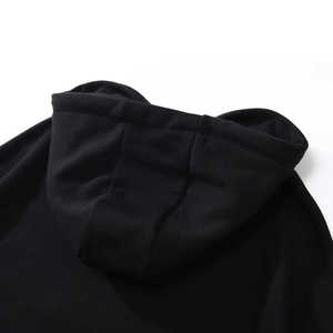 Sweat à capuche streetwear oversize noir avec strass et motif flamme réfléchissant, coupe ample, en coton épais, pour homme et femme, hiver - Product Image 3