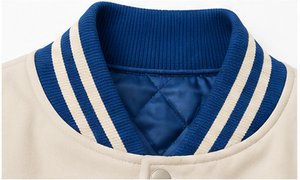 Veste universitaire bicolore pour femme en similicuir avec manches côtelées et boutons-pression, courte, pour l'hiver, style streetwear - Product Image 5