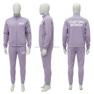 Custom Design Vintage Tracksuit Unisex <b>Full</b> <b>Zip</b> <b>Hoodie</b> Jogger Pants 100% Cotton Breathable Eco-Friendly Oversized Casual Autumn - Product Image 4