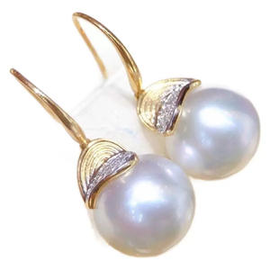 Boucles d'oreilles en argent pur S925 haut de gamme avec perles naturelles de 10-11 mm, épaisses, texturées, élégantes et luxueuses, assorties d'un cadeau - Product Image 5
