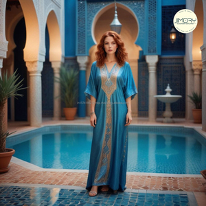 Vestido Kaftan Abaya Marroquí de Talla Grande Jimory, Diseño Personalizado para Mujer, Estampados Modernos, Largo hasta el Suelo, Viscosa, Ramadán, Dubái, Musulmán - Product Image 1