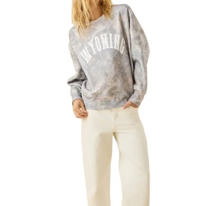 Custom Logo Wholesale Unisex Solid Letter Print Oversized Heavyweight 100% Cotton Fleece Summer Crew <b>Neck</b> Pullover Sweatshirt - Product Image 5