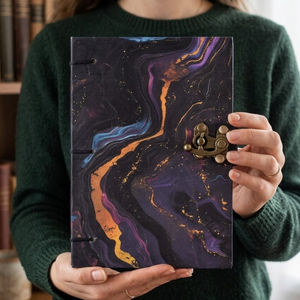 A5 Abstract Marble Handmade Journal | Eco Friendly Hardcover <b>Lock</b> Diary Notebook with Artistic Cover Design Gift Writing Set A5 - Product Image 4