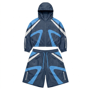 Men's Polyester Windbreaker Short Set 120 GSM Lightweight Breathable Brown <b>Pink</b> Panel Design Custom Sublimation Logo plus size - Product Image 6